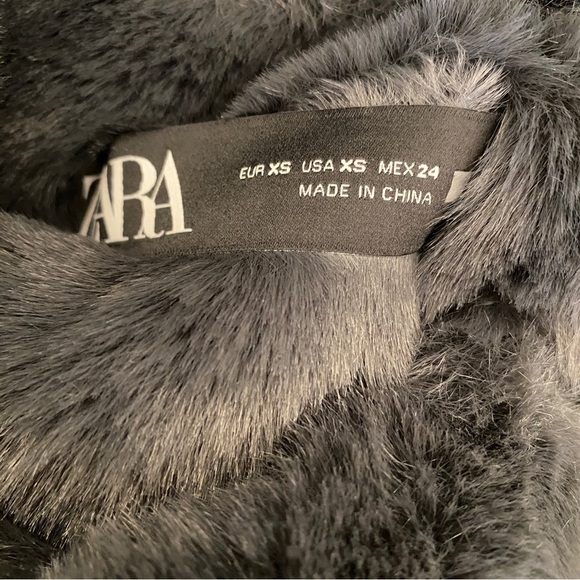 Zara || Double Faced Aviator Biker Moto Jacket Faux Suede Fur Black Gray - Picture 7 of 8